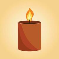 Aromatic candles flat vector illustration. Burning decorative brown wax candles isolated clipart on brown background. Relaxation, resting and aromatherapy design element.