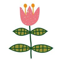 Decorative flower in ethno style. Simple decorative element. Pink tulip in scandinavian style vector