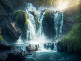 Landscape waterfall background photo