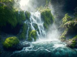 Landscape waterfall background photo