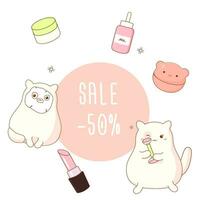 Discount banner discount sale on korean cosmetics vector