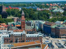 View of the Helsinborg city centre and the port of Helsingborg in Sweden. photo