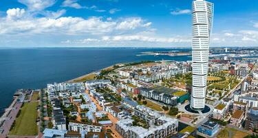 Beautiful aerial panoramic view of the Malmo city in Sweden. photo