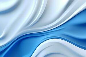 Abstract 3 dimensional digital white and blue wave background Created with generative Ai photo