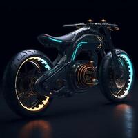 Futuristic motorcycle on the dark background Created with generative Ai technology photo