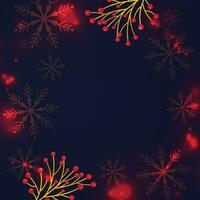 Christmas background with shining red snowflakes and snow. Merry Christmas card illustration on red background. Sparkling red snowflakes with glitter texture in circle shape vector