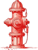 American Red Fire Hydrant ai generative png