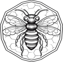 Bee decoration illustration in black and white  AI Generative png