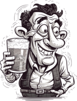 funny caricature drink beer ai generative png