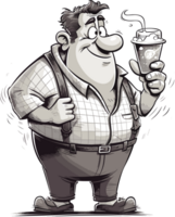 funny caricature drink beer ai generative png