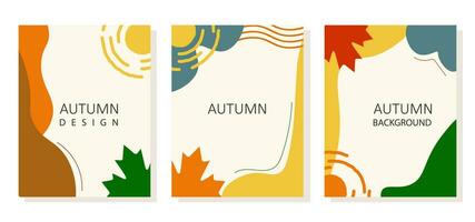 Colorful autumn backgrounds in vintage style. Autumn banner collection. Use for invitation, print design, discount voucher, ad. Vector