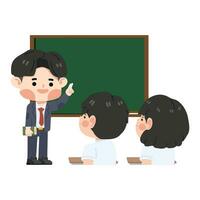 Man teacher teaching in front of whiteboard vector