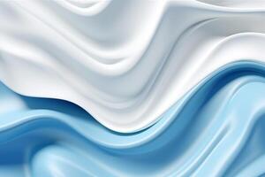 Abstract 3 dimensional digital white and blue wave background Created with generative Ai photo