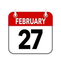 27 February, calendar date icon on white background. vector