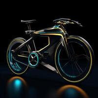 Futuristic motorcycle on the dark background Created with generative Ai technology photo