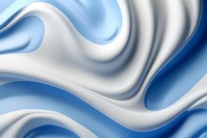 Abstract 3 dimensional digital white and blue wave background Created with generative Ai photo