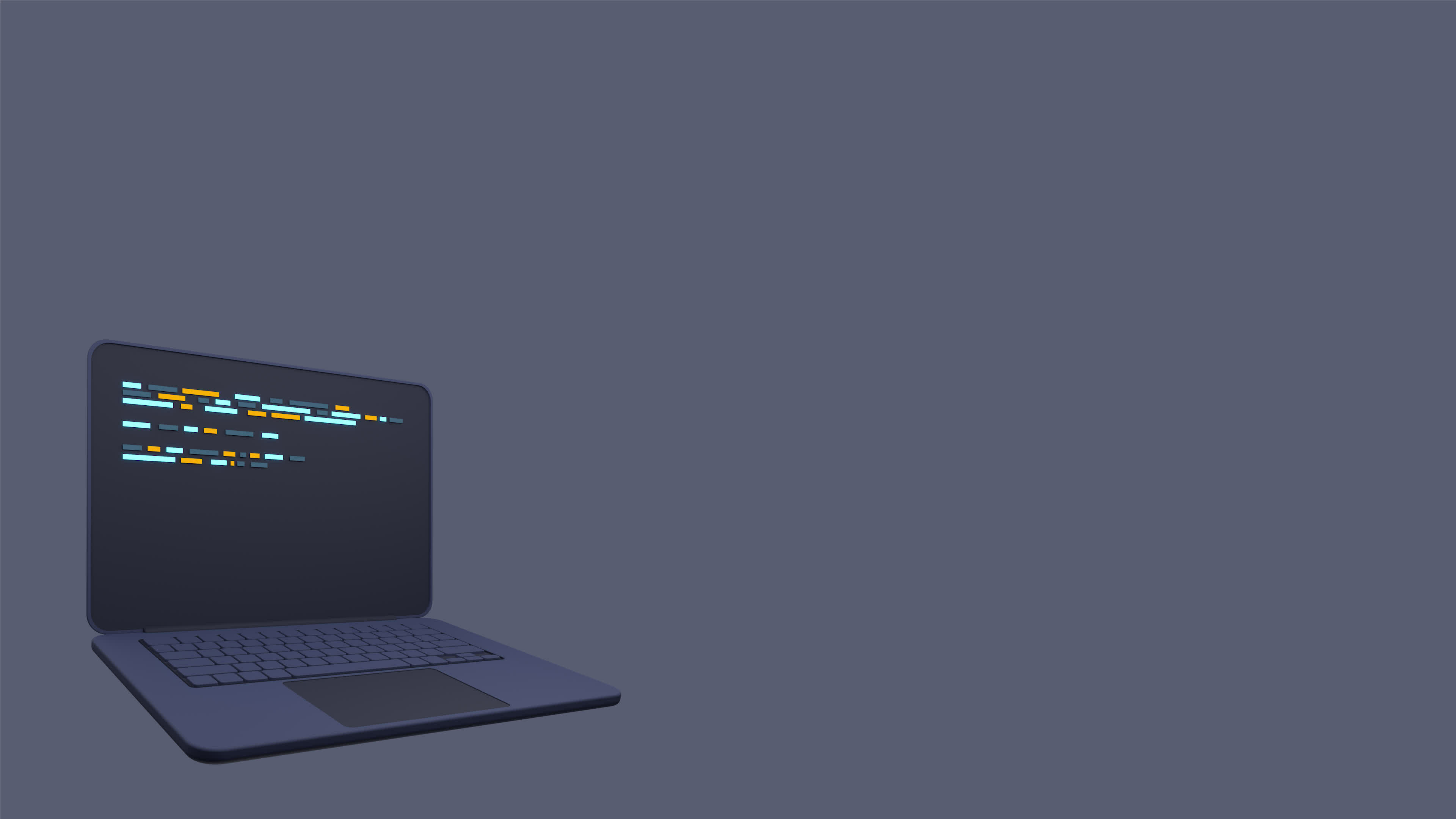 3d laptop and program code development. Web coding concept. Laptop with
