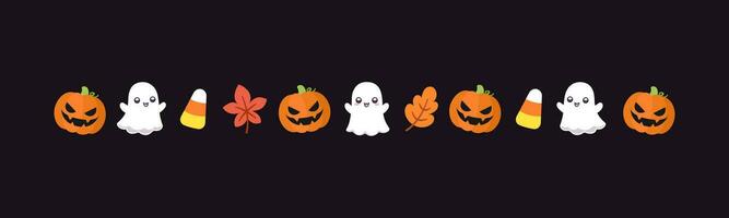 Separator Border illustration line of cute ghost, jack o lanterns, trick or treat icon pattern for Halloween day concept of autumn season vector