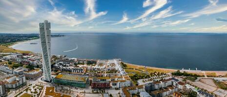 Beautiful aerial panoramic view of the Malmo city in Sweden. photo