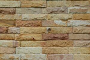 Beige Brick wall seamless background. Whitewashed stone texture background photo