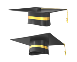 3d representación graduación gorra diferente puntos de vista png