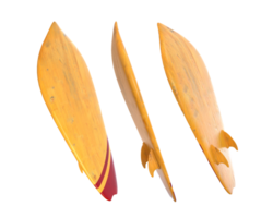 3D Rendering Fish Surfboard Front, Side And Back View png