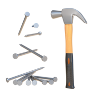 3D Rendering Hammer And Nails png