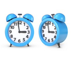 3D Rendering Blue Alarm Clock Front And Frontside View png