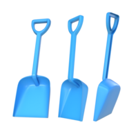 3D Rendering Blue Sand Shovel Different Angle View png