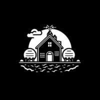 Farm, Black and White Vector illustration