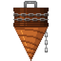 An 8-bit retro-styled pixel-art illustration of a bronze drill. png