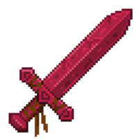 ein 8 Bit im Retro-Stil Pixel Kunst Illustration von ein rot Stein Schwert. png