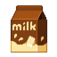 a 8 bits com estilo retrô arte de pixel ilustração do branco chocolate leite dentro uma caixa. png