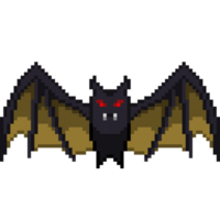 An 8-bit retro-styled pixel-art illustration of an orange blood bat. png