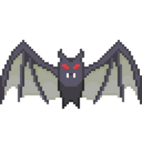 An 8-bit retro-styled pixel-art illustration of a blood bat with gray wings. png