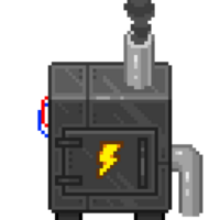 An 8-bit retro-styled pixel-art illustration of an energy generator. png