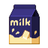 An 8-bit retro-styled pixel-art illustration of a blue white chocolate milk carton. png