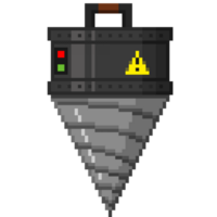 An 8-bit retro-styled pixel-art illustration of an iron drill. png