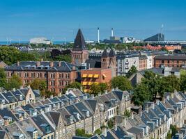 aéreo ver de el tejados de kartoffelraekkerne vecindario, en oesterbro, Copenhague, Dinamarca. foto