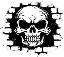 Skull, Black and White Vector illustration