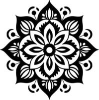 Mandala - Black and White Isolated Icon - Vector illustration