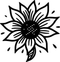 Flower - Black and White Isolated Icon - Vector illustration