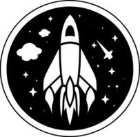 Rocket, Black and White Vector illustration