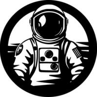 astronauta - negro y blanco aislado icono - vector ilustración