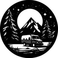 Camping - Black and White Isolated Icon - Vector illustration