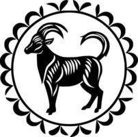 Goat, Black and White Vector illustration