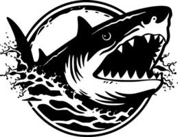 Shark, Black and White Vector illustration