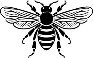 Bee, Black and White Vector illustration