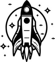 Rocket, Black and White Vector illustration