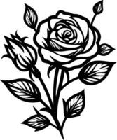 rosas - negro y blanco aislado icono - vector ilustración